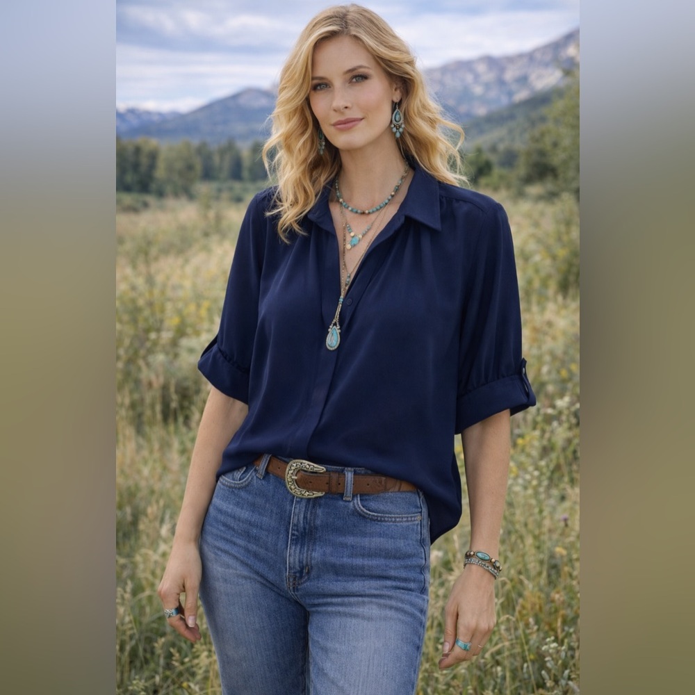 Max Studio Dark Blue Blouse